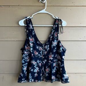 Abercrombie + Fitch Floral Chiffon Crop Top - Size L - Casual Spring
